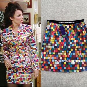 RARE 90s Todd Oldham Brick Printed Mini Skirt ASO Fran Fine in The Nanny